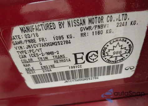 2016 Infiniti Q50 2.0T Base/2.0T Premium из США, поврежденный, VIN JN1CV7ARXGM252784